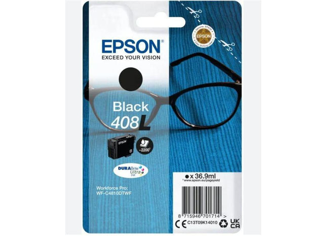 Cartus cerneala Epson 408l Ink Tank, Black, DURABrite Ultra ink,capacitate 36.9ml, 2.2k pagini, pentru WorkForce Pro WF-C4810DTWF.