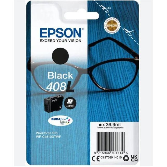 Cartus cerneala Epson 408l Ink Tank, Black, DURABrite Ultra ink,capacitate 36.9ml, 2.2k pagini, pentru WorkForce Pro WF-C4810DTWF.