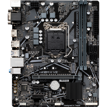 Detaliu sloturi expansiune placă de bază GIGABYTE: slot PCIe x16 pentru placă video, slot PCIe x1 și conectoare SATA pentru hard disk-uri și SSD-uri