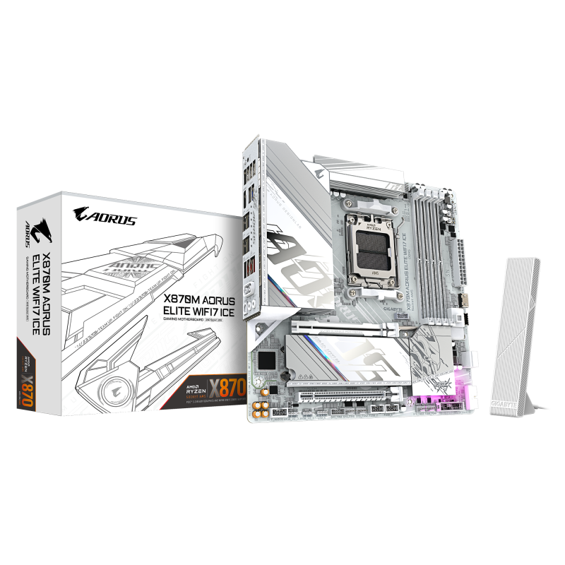 placa de baza GIGABYTE X870M AORUS ELITE WIFI7 ICE porturi si conectivitate