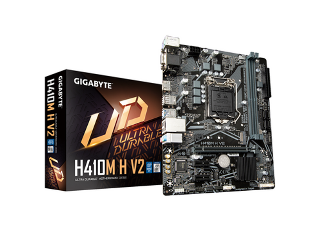 Placă de bază GIGABYTE H510M H V2, socket LGA1200 pentru procesoare Intel, 4 sloturi DDR4, porturi HDMI și VGA, slot M.2 pentru SSD rapid