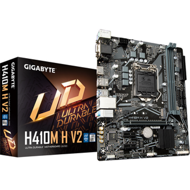 Placă de bază GIGABYTE H510M H V2, socket LGA1200 pentru procesoare Intel, 4 sloturi DDR4, porturi HDMI și VGA, slot M.2 pentru SSD rapid