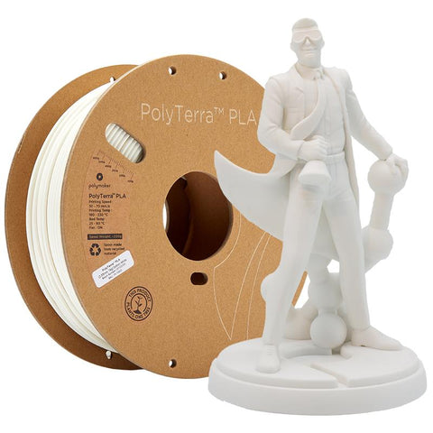 Rolă filament Polymaker PolyTerra PLA Cotton White pe spool din carton