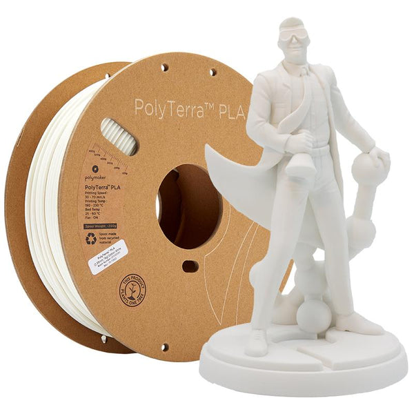 Rolă filament Polymaker PolyTerra PLA Cotton White pe spool din carton