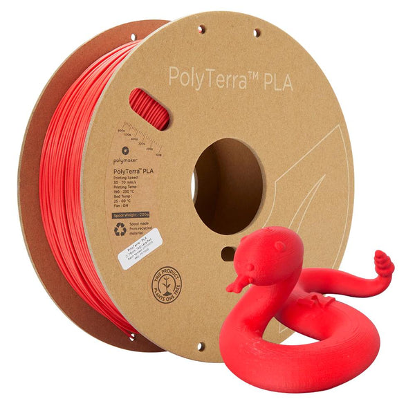 Rolă filament Polymaker PolyTerra PLA Lava Red pe spool din carton