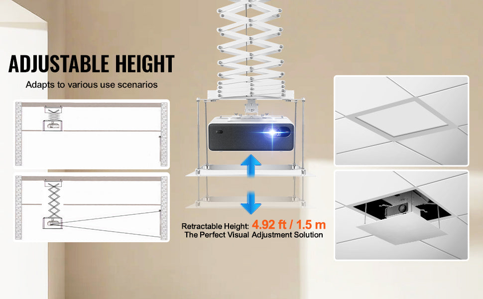 Proiector Lift Electric SucceBuy Tavan Ascuns Extensie 1.5 m Telecomanda Wireless