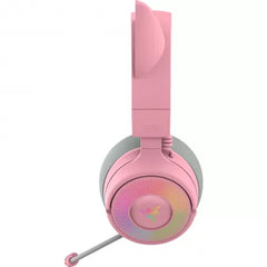 Razer Kraken Kitty V3 Pro – casti wireless gaming RGB cu THX Spatial Audio, microfon detasabil, roz