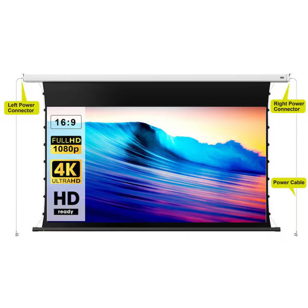 Ecran proiectie electric tensionat 266x150 cm Blackmount 16:9 perete tavan