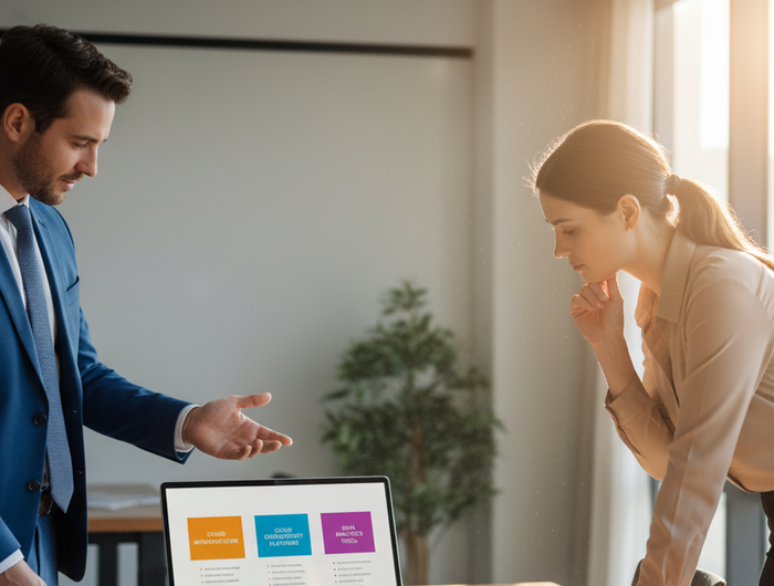 show me a picture that represents someone choosing the right solutions for its client