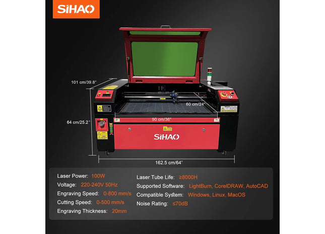 Masina laser CO2 SIHAO KH9060 100W