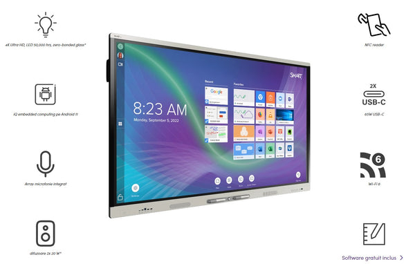 SMART Board MX255-V5 Educational cu Android 13 integrat