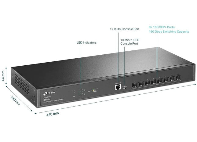 Switch TP-Link JetStream™ 8-Port 10GE SFP+ L2+ Managed – performanță avansată în rețele enterprise