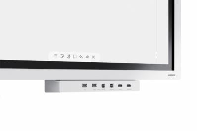 Connectivity tray for Samsung Flip 2 55"/65" interactive display – HDMI Out, NFC, and front access for quick connections