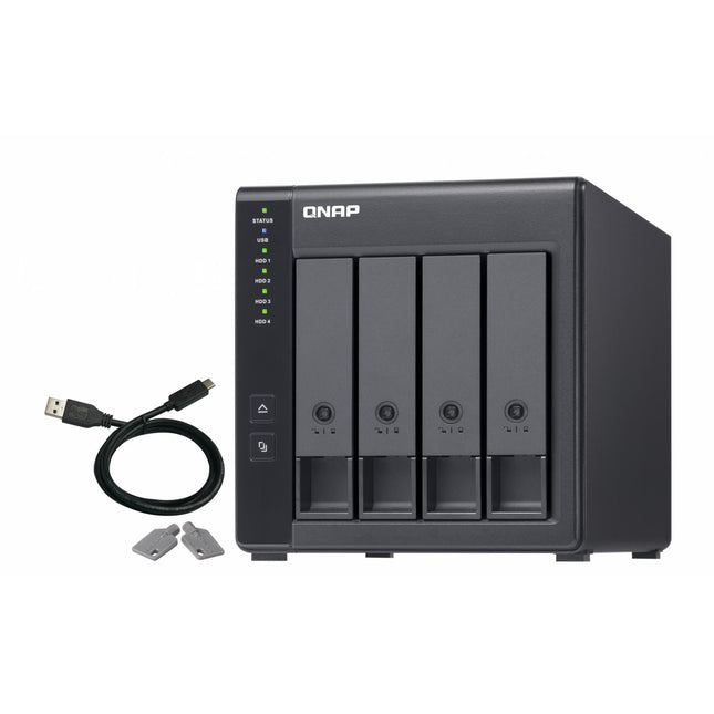EXPANSION NAS QNAP, HDD x 4, capacitate maxima 24 TB, porturi USB Type C, „TR-004” (timbru verde 4 lei)