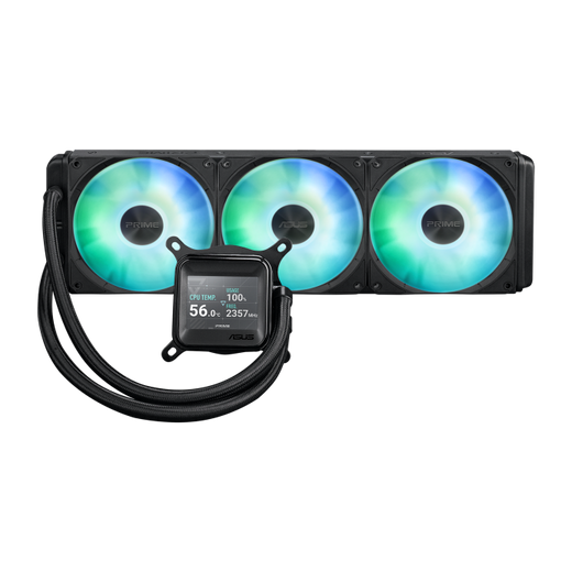 Cooler procesor ASUS PRIME LC 360 LCD ARGB – racire lichida, ecran LCD personalizabil, 3 ventilatoare ARGB, radiator 360 mm, compatibil AMD și Intel